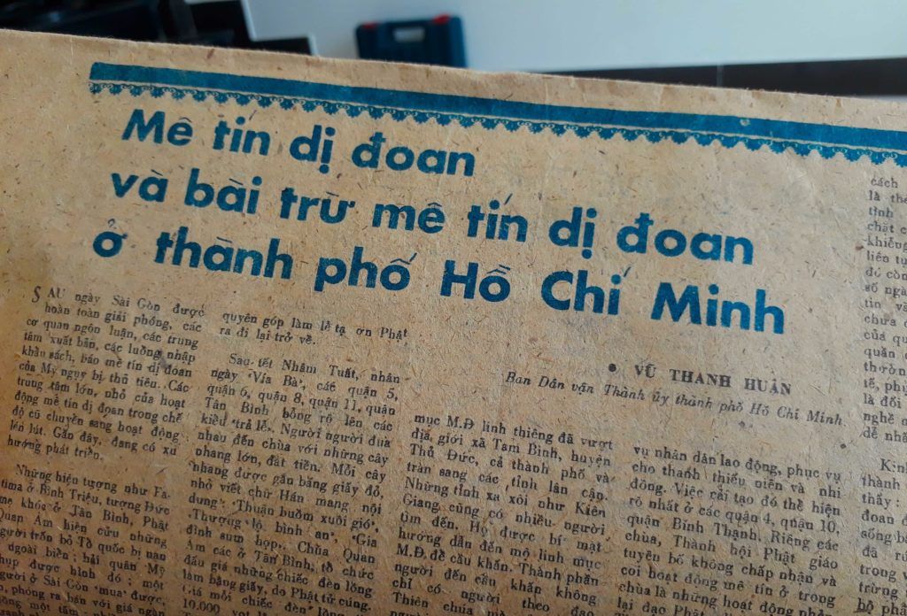 Bài viết của ông Vũ Thanh Huân trên báo Giác Ngộ ngày 1/8/1982.