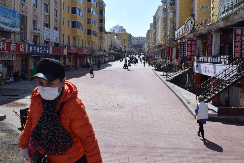 Thành phố Suifenhe ở tỉnh Hắc Long Giang, Trung Quốc, giáp ranh với Nga, ngày 12/4/2020. Ảnh: Reuters.