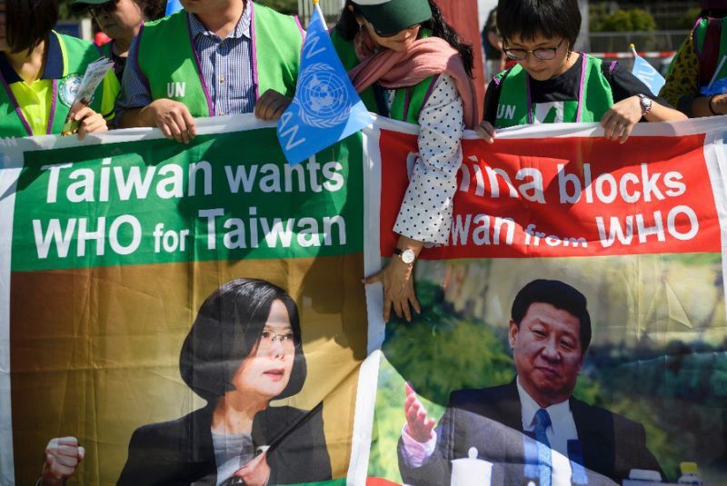Một hoạt động ủng hộ Đài Loan gia nhập WHO. Ảnh: AFP.