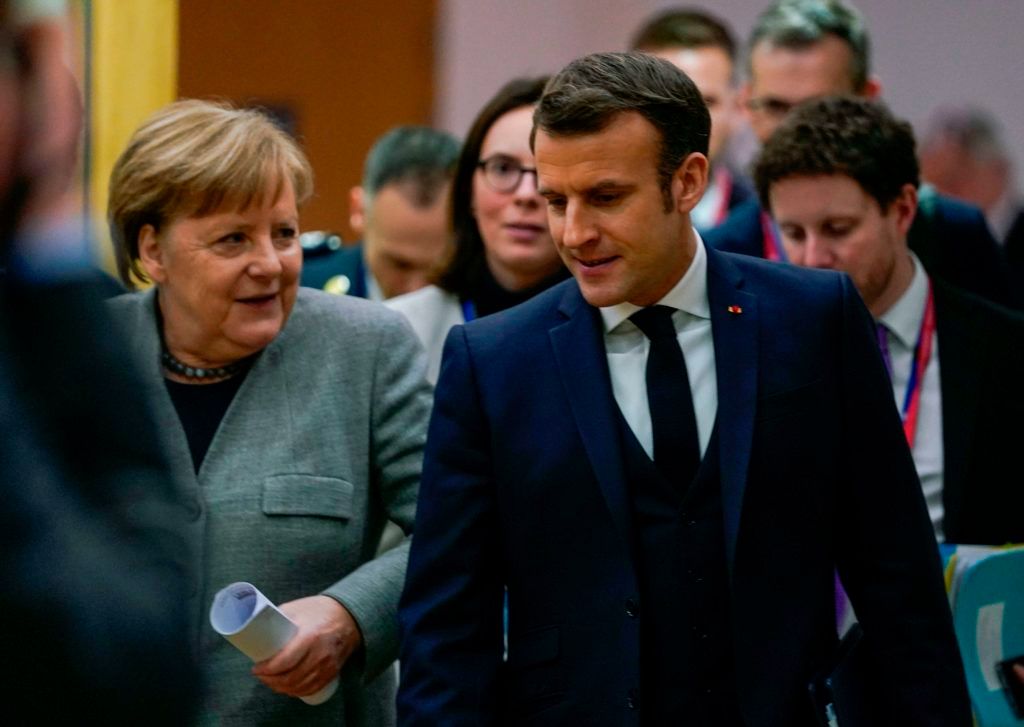 Thủ tướng Đức Angela Markel và Tổng thống Pháp Emmanuel Macron. Ảnh: AFP.