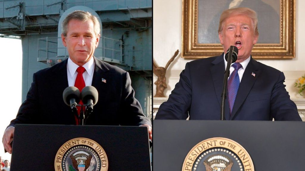 Cựu tổng thống George W. Bush và Tổng thống Donald Trump. Ảnh: CNN.
