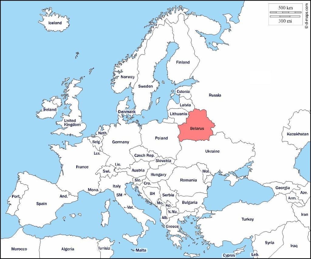 Vị trí Belarus trên bản đồ châu Âu. Ảnh: innovationorigins.com.