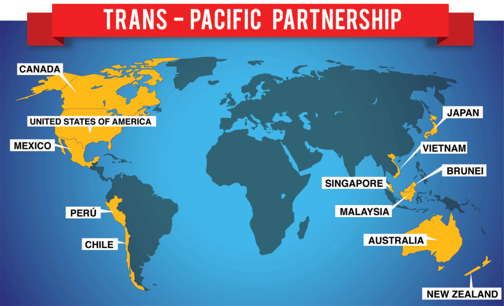 Minh họa 12 nước trong TPP. Nguồn: Viettel. 