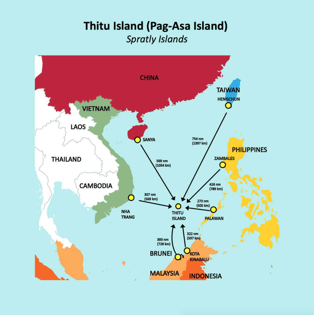 Vị trí đảo Thị Tứ trên Biển Đông. Ảnh: Lizard Publishing/ Pinterest.
